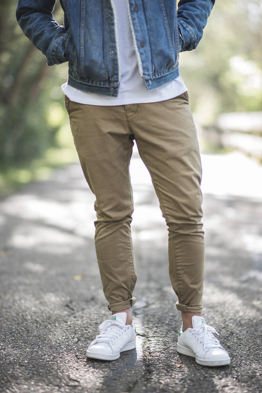 Marcus, 47 — 4XL · The Wide Chino in Stone · studio, Brooklyn.